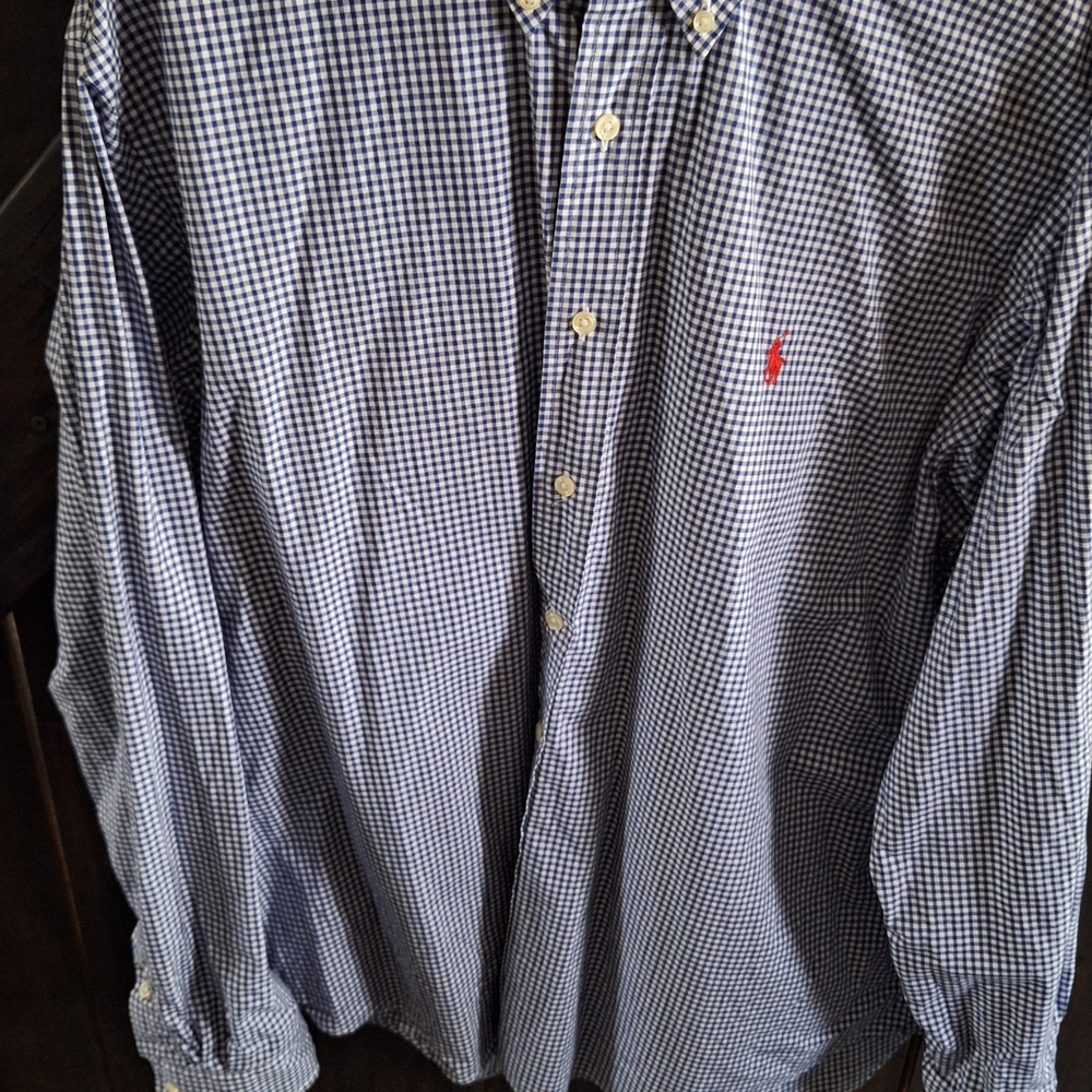 Polo by Ralph Lauren Men's Navy and White Gingham Shirt